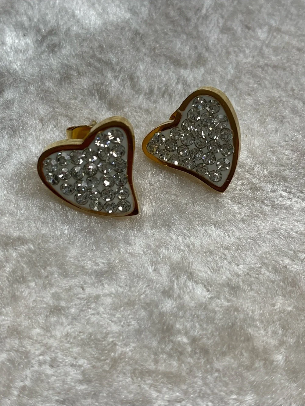 NWOT 18KGold layered/bonded CZ Heart l necklace/bracelet & earring set